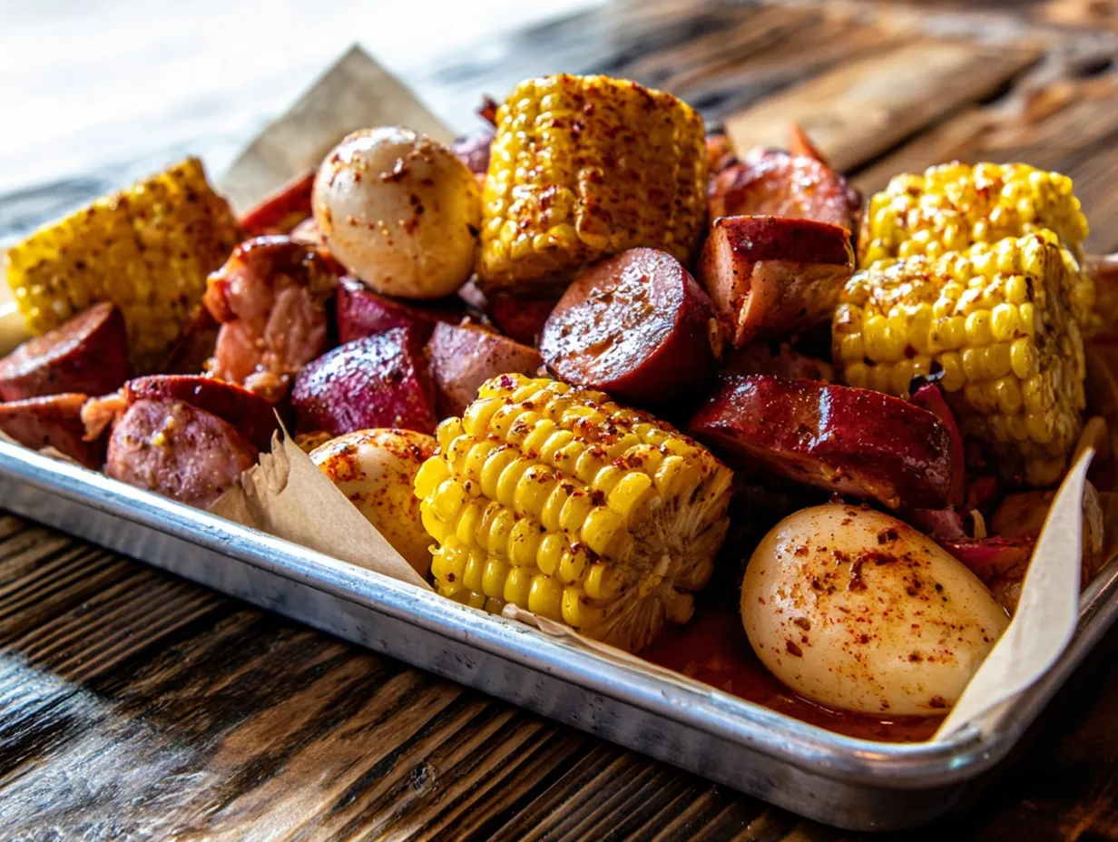 Corn, sausage and potato boil sides