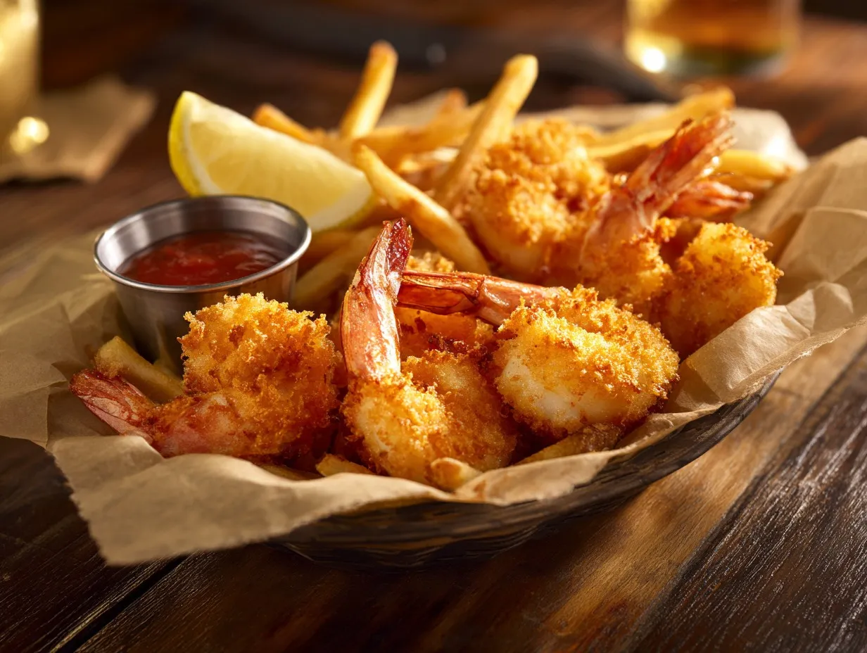 Fried shrimp basket with Cajun fries