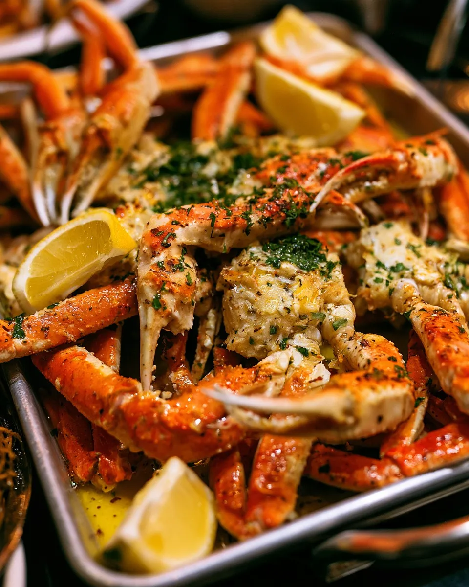 King crab legs with garlic butter and lemon